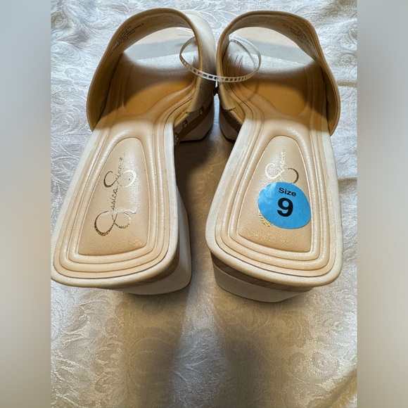 Jessica Simpson Charlete Womens 9 Studded Slide Platform Heels White Brown Y2K - Picture 4 of 12